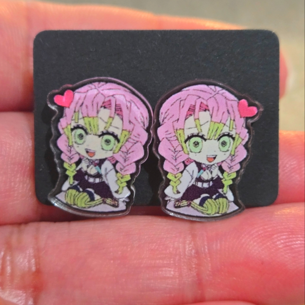 🍒🍒 (Bundle Only) Mitsuri Kanroji From Demon Slayer: Kimetsu no Yaiba Earrings